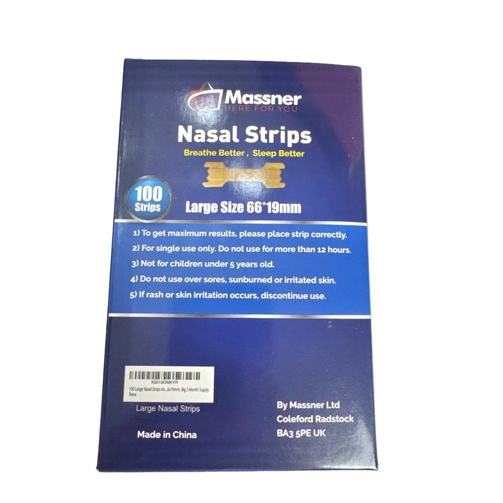 Massner Nasal Strips Large Tan 100 Count Drug-Free Snoring & Congestion Relief